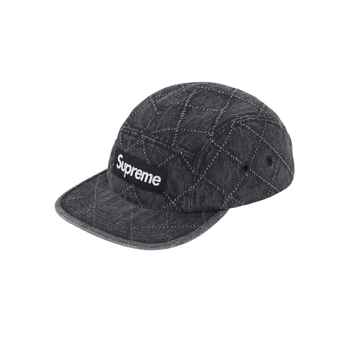 Casquette de camp en denim poinçonnée Supreme noire   23FW