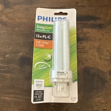 Philips Energy Saver Replacement CFL 13w PL-C Soft White 2700K Light Bulb NEW