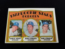 CHARLIE HOUGH ROOKIE TOPPS 1972 LOS ANGELES DODGERS #198 VINTAGE BASEBALL CARD. rookie card picture