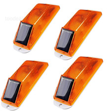 Solar Strobe Warning Light LED Lamp 4-Pack Super Bright Yellow