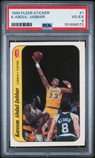 1986 FLEER STICKER #1 KAREEM ABDUL-JABBAR PSA 4