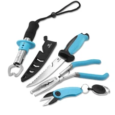 4pc Fishing Tool Kit - Pistol Grip Fishing Pliers, Fish Fillet Knife, Fishing...