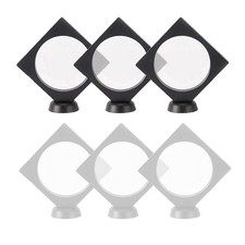 6 Pcs 3D Floating Display Case Frame Display Holder Stands Inner Round Transp...