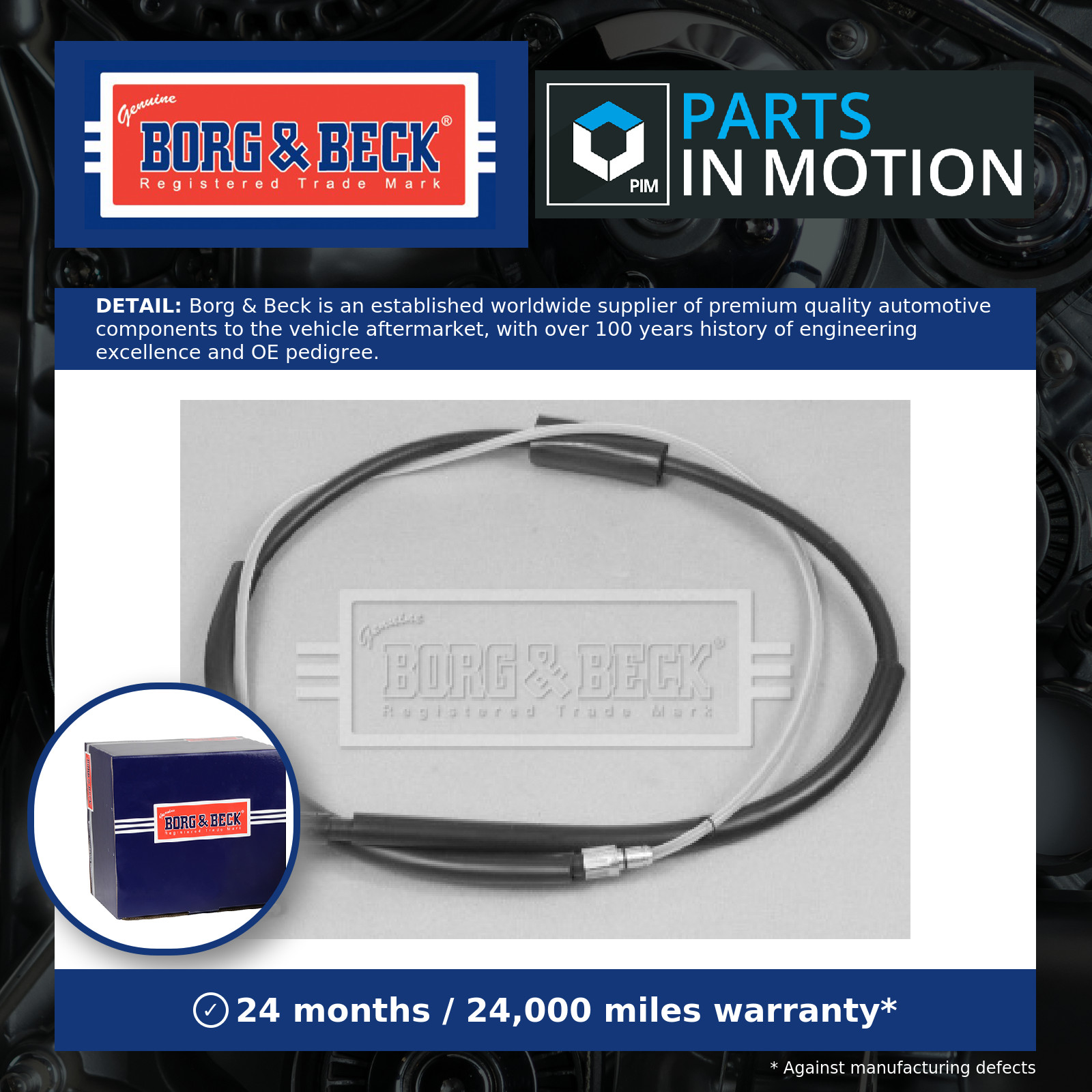 Handbrake Cable Rear Left or Right BKB2618 Borg & Beck Hand Brake Parking New