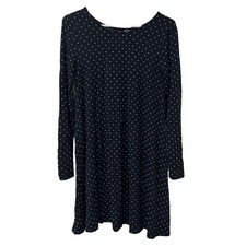 Old Navy Womens Sz Small Tall Black & White Jersey Knit Swing Long Sleeve Dress