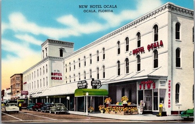 #ad OCALA Florida Postcard NEW HOTEL OCALA Street View Curteich CHROME 1958 Unused $6.15