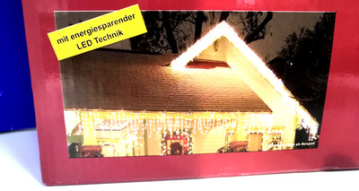 F-H-S 14452 LED Lichterkette Eisregen 480 warmweiße LEDs Länge 12m weißes Kabel