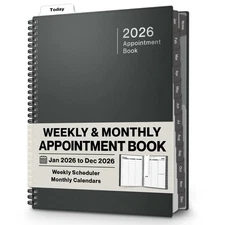 Dunwell Daily Planner 2026 8.5x11 Appointment Book, 15-Min Hourly Schedule, Jan-