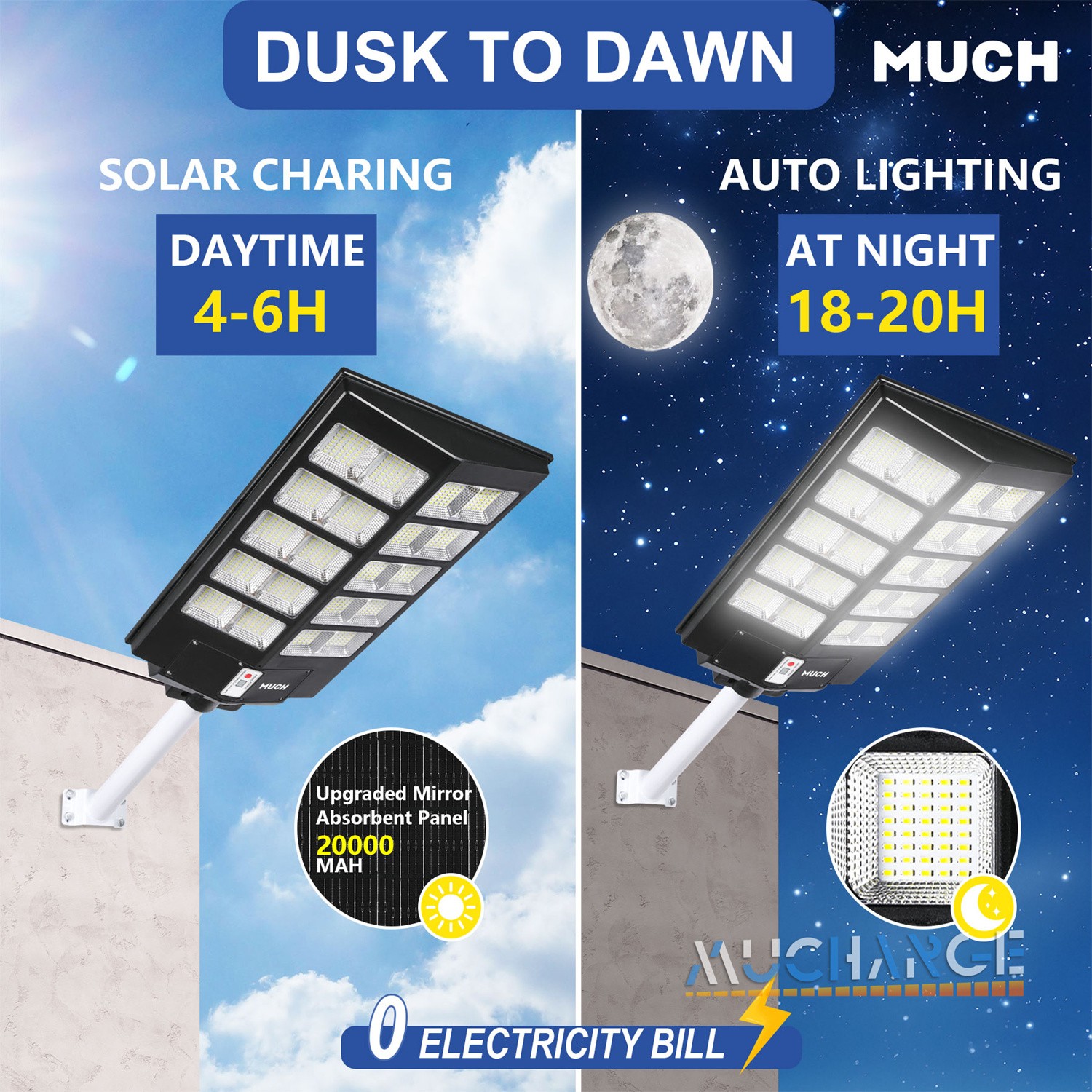 7000W Street Lamps Motion Sensor Dusk To Dawn Super Bright Solar Lights Outdoor