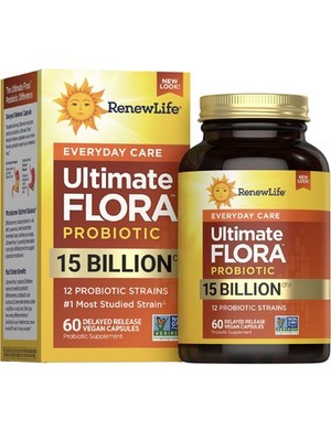 Ultimate Flora Probiotic | 15 Billion CFU | 60 Capsules | by Renew Life