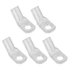 0 AWG - 5/16" 45 Degree Bent Copper Wire Lugs  Silver, 5Pcs 