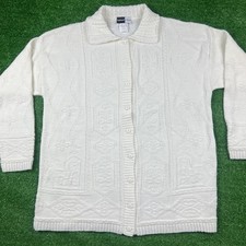 Vintage 90's Beldoch Popper Women's Button Sweater White Size Medium USA