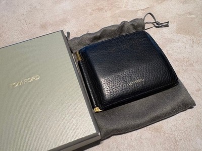 Tom Ford Bifold Wallet Money Clip Black Italy Leather H11cm x