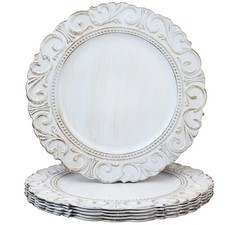 6 PCS White Charger Plates 13 Inch Round Dinner Plate Chargers Wedding Decor