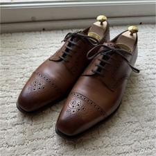 Edward Green Brown Leather Cap Toe Brogue Oxford Dress Shoes Men's 10/10.5 D UK