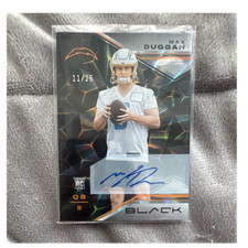 Panini 2023 Black Max Duggan #197 Chargers Rookie Autograph /25 Football Card. rookie card picture