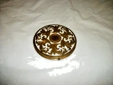 Vintage Rex Fifth Avenue Powder Compact Flap Jack Gold White Original Puff 1950s