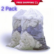 2 Pack Large Mesh Laundry Bag, 24×36 Inch Heavy Duty Mesh Laundry Bags Drawstrin