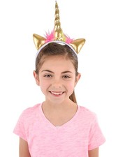 Soft Plush Gold Mystical Magical Unicorn Horn Headband Costume Accessory