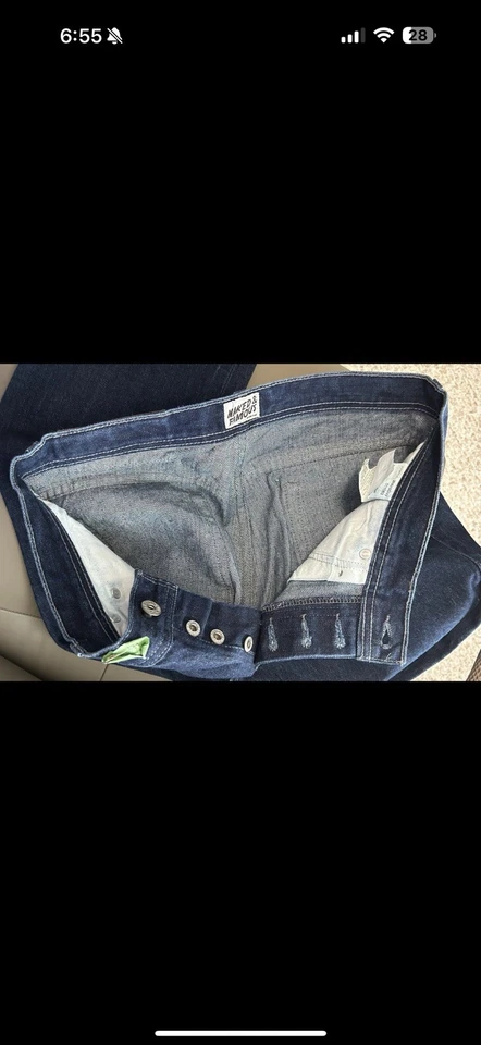 Pantalones de mezclilla crudos Naked & Famous Weird Guy ribete índigo oscuro botón mosca 34X30 Foto 3 de 4