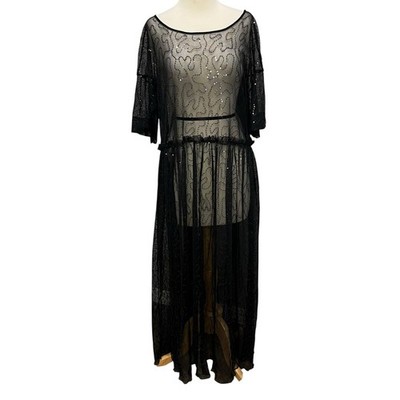 Zara Tulle Maxi Dress Women S Black Sequin Sheer Mesh Witchy Whimsygoth Romantic