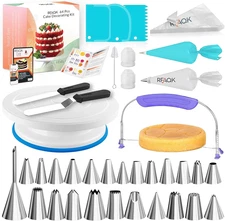 64Pcs Cake Decorating Kit with Leveler, Baking Supplies Gift Includes Cake Stand