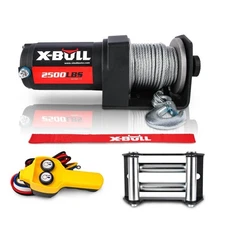 X-BULL Electric Winch 2500LBS Steel Cable Waterproof 12V Wired Control ATV 4WD