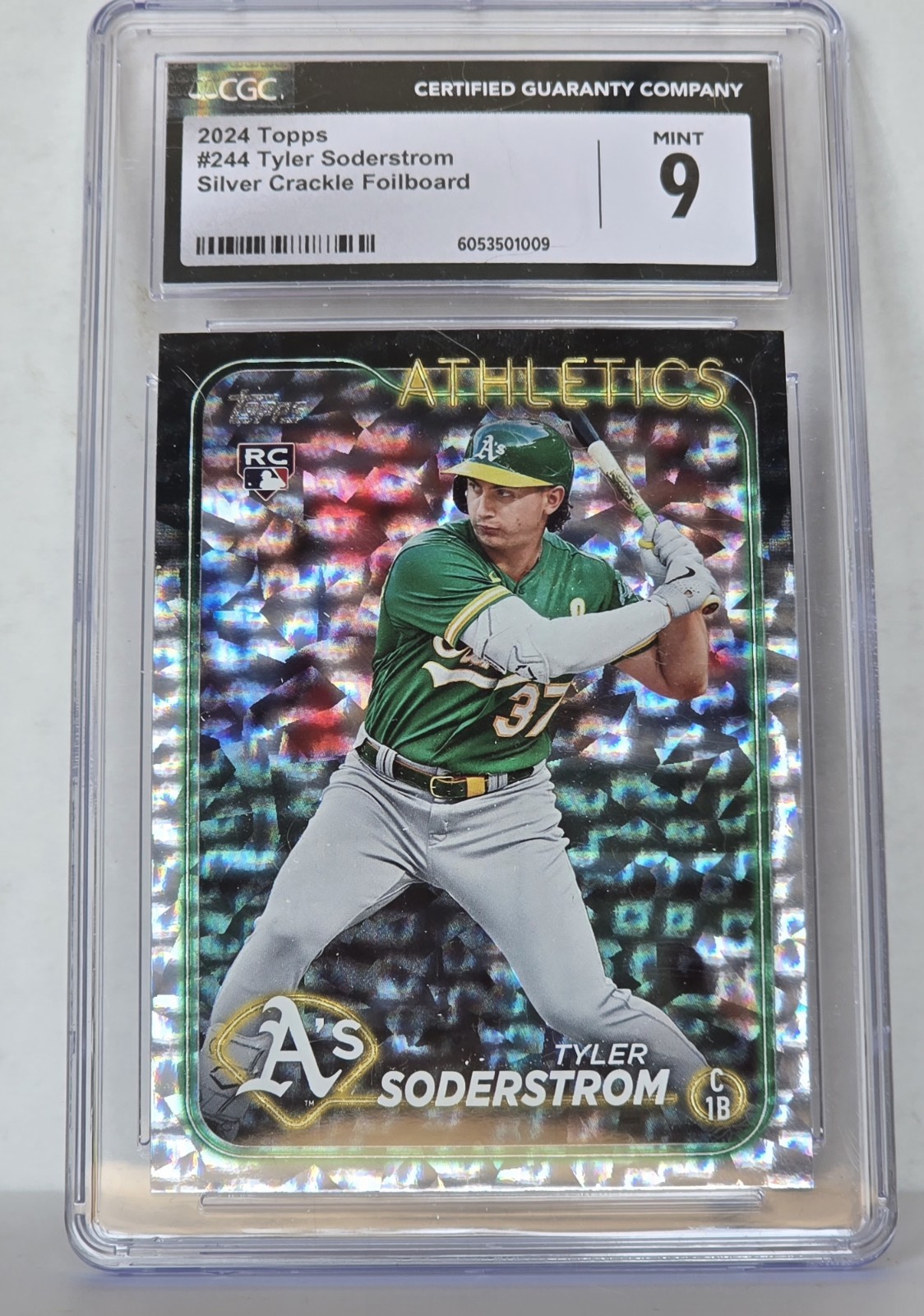 2024 Topps Series 1 - Tyler Soderstrom #244 Silver Crackle Foil (RC)