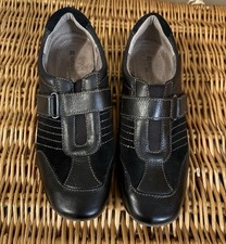 NATURALIZER Blair Comfort Hook Loop Closure Black Leather Suede Slip-Ons Shoes