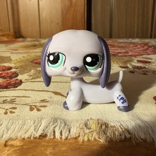 LPS 1367 Littlest Pet Shop Dachshund Chien Teckel Dog Purple Blue Eyes