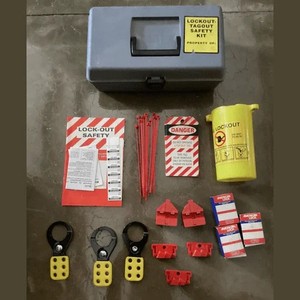 USED Lockout-Tagout Safety Kit With Carry Box LOT 4479