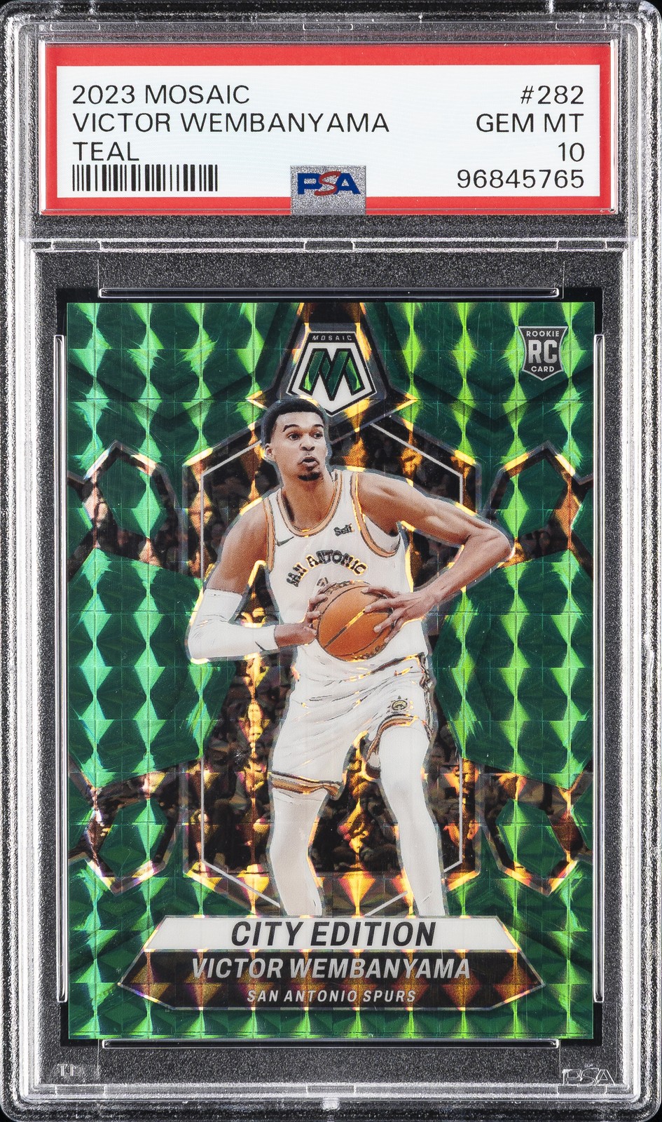 2023 PANINI MOSAIC TEAL #282 VICTOR WEMBANYAMA ROOKIE RC 39/75 PSA 10