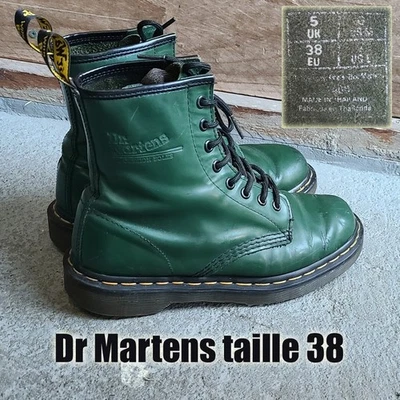 Dr MARTENS taille 38 UK5 cuir vert foncé 1460 smooth - Photo 1/4