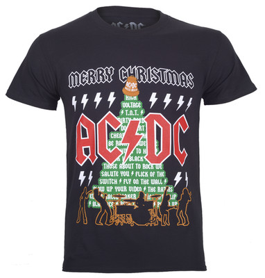 Official AC DC T Shirt Merry Christmas Red Logo Mens New Black S M L XL ...