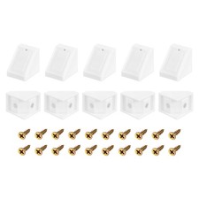 10Sets 90 Degree Plastic Corner Braces with Cover Cap 17.5x20x20mm White