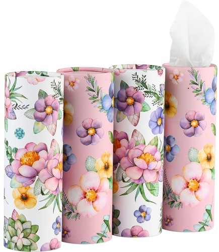 Car Tissues Holder with Tissues - 4 PK - Travel Tissue Tubes Box Container Pe...