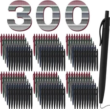 300 Pack Black Ballpoint Pens – Retractable 1.0mm, No Bleed, Smooth Writing