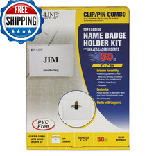 C-Line Clip/Pin Combo Style Name Badge Holders with Inserts 4x3 Inches 50 per Bo
