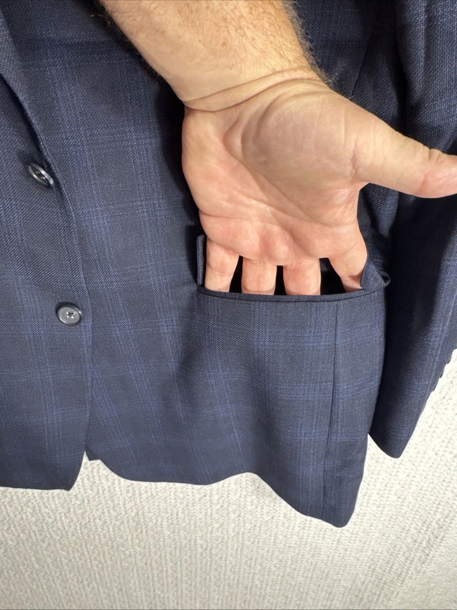 Brooks Brothers 44R Slim Regent Fit Blue Plaid 100% Wool 1818 Suit