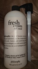 Philosophy Fresh Cream Soft Suede Shampoo Shower Gel Bubble Bath 32 oz W/ Pump