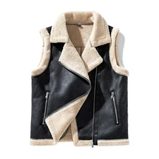 Men's Winter Warm Vest Hoodie Sherpa Coats Sleeveless Jacket