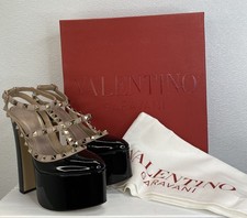 Valentino Garavani Rockstud Cage Women's Size 5 Patent Leather Block Heel Pumps