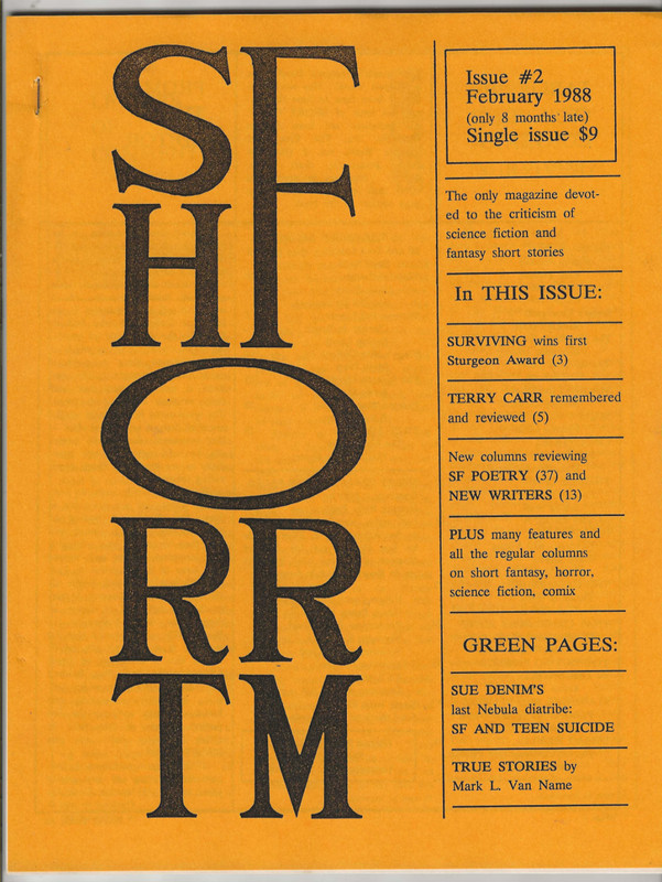 SHORT FORM MAGAZINE # 2 1988 SCIENCE FICTION GREEN PAGES TERRY CARR SUE DENIM
