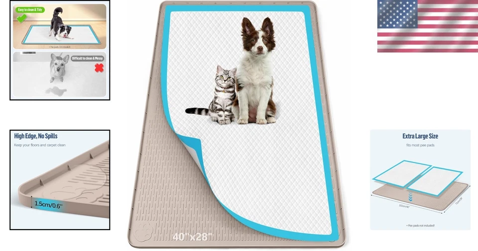 Dog Training Pee Pad Holder, 40" x 28" Leak-Proof Mat - Image 2 of 4