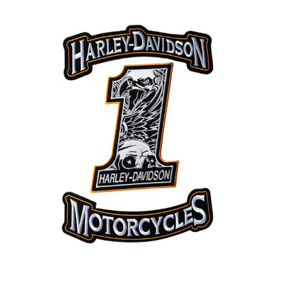 Harley Davidson No 1 patch & Rocker set of three embroidery patch iron/ sew on