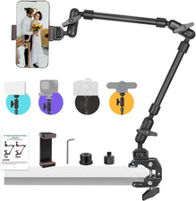 22" Magic Arm W Clamp, Overhead Phone Mount, Desk Camera Mount W Articulating Fr