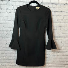 Michael Kors Black Long Sleeve Dress - Size 2, Bell Sleeves - Timeless Elegan