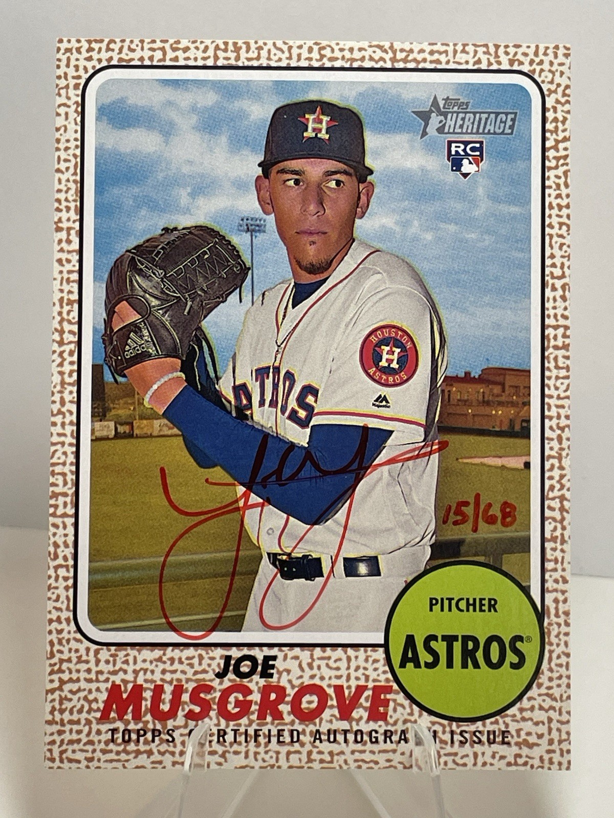 2017 Topps Heritage Real One Joe Musgrove Red Ink AUTO 15/68 Astros/Padres RC