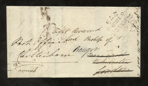 WALES 1819 OFFICIAL CROWN PAID REDIRECTION HOLYHEAD MILEAGE BISHOP BANGOR LONDON - Picture 1 of 1