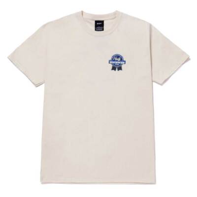 HUF Men's S/S T-Shirt CHROME RIBBON - Natural - Small - NWT
